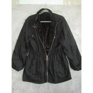 Current Seen Reversible Jacket Women’s M Black‎ Leopard Print Drawstring Waist